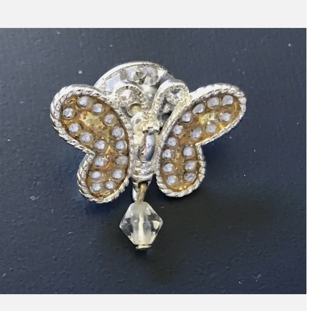 Sparkling Butterfly Pin Brooch Dangle Crystal Rhinestone Silver hat,‎ tie lapel